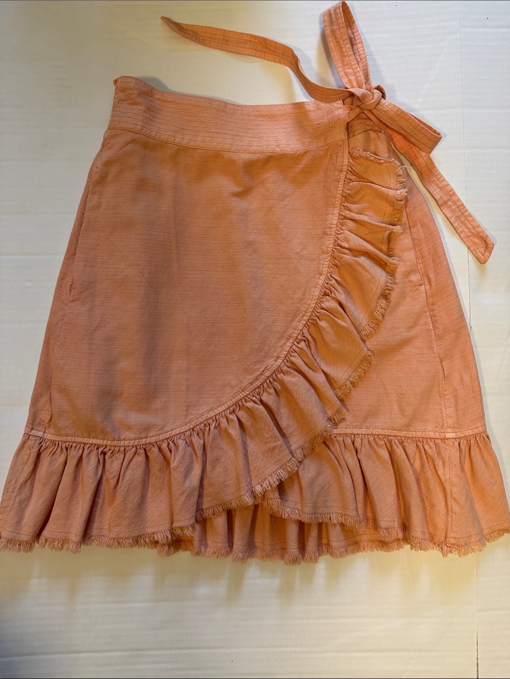 Anthropologie Peach Ruffle Wrap Skirt